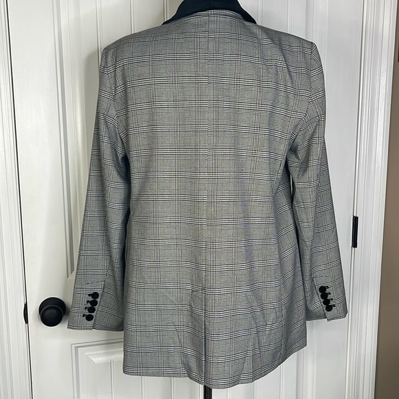 Tall Plaid Velvet Collar Long Modern Blazer Sz 14 - Picture 7 of 13